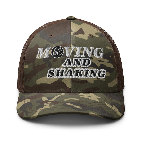 MOVING AND SHAKING Camouflage Trucker Hat
