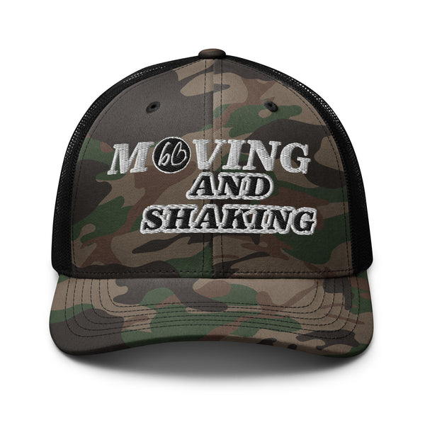 MOVING AND SHAKING Camouflage Trucker Hat
