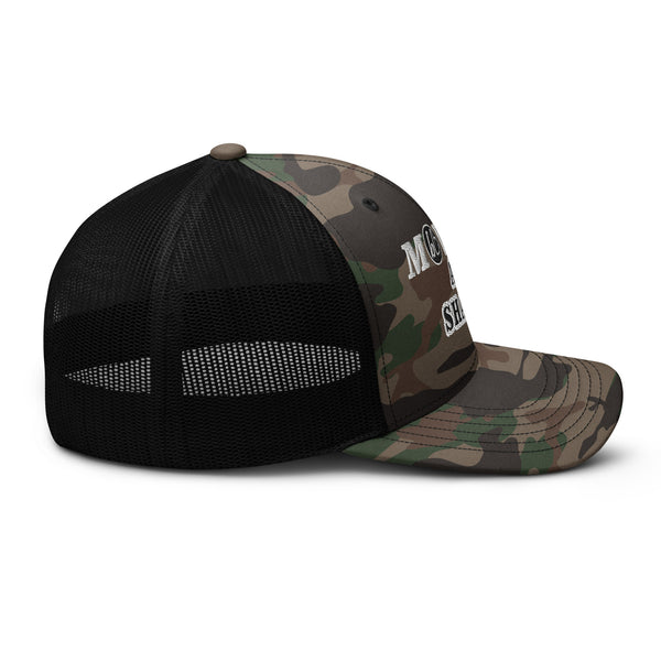 MOVING AND SHAKING Camouflage Trucker Hat