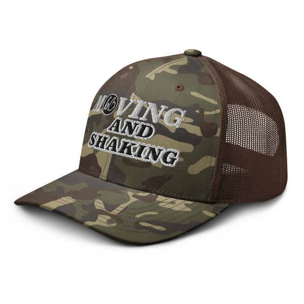 MOVING AND SHAKING Camouflage Trucker Hat