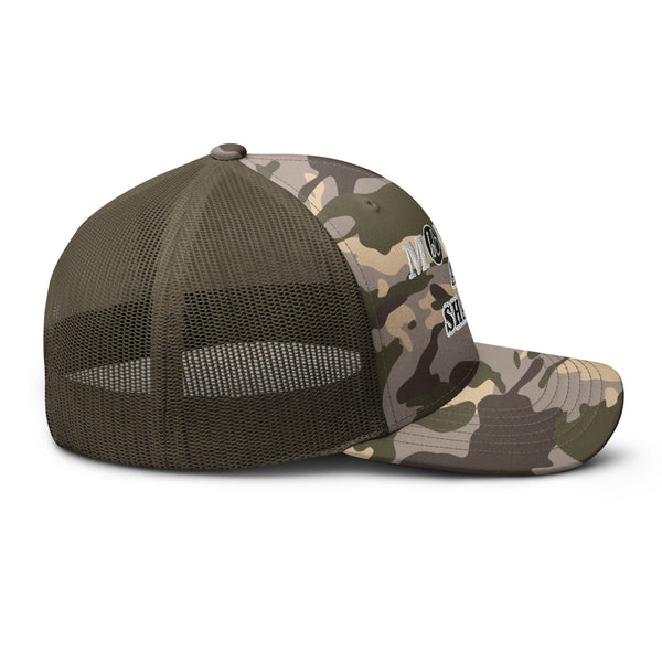 MOVING AND SHAKING Camouflage Trucker Hat
