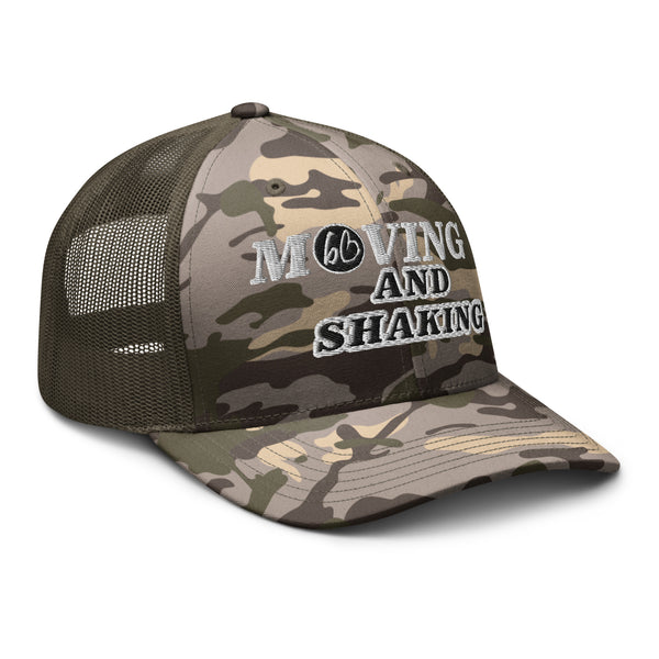 MOVING AND SHAKING Camouflage Trucker Hat