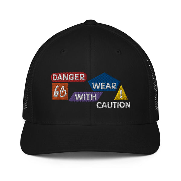 Danger Caution Closed-Back Trucker Hat