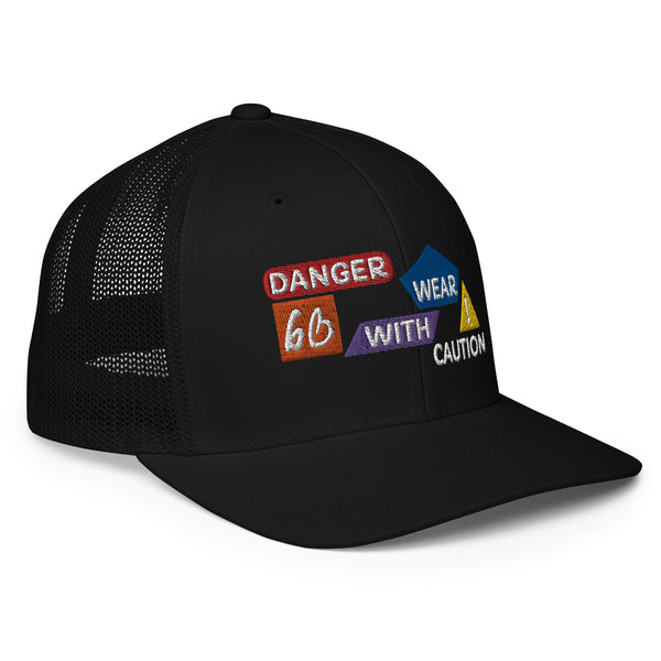 Danger Caution Closed-Back Trucker Hat
