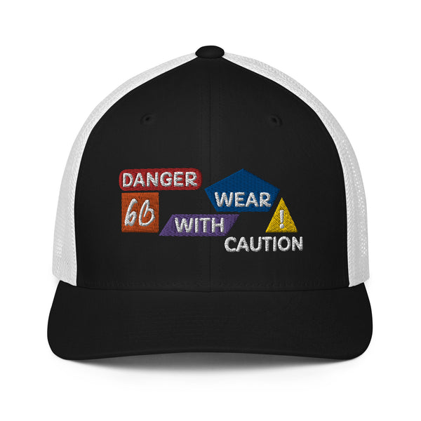 Danger Caution Closed-Back Trucker Hat