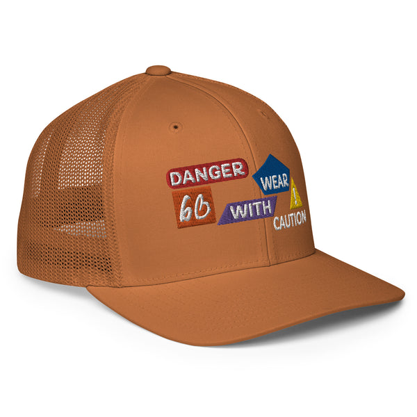 Danger Caution Closed-Back Trucker Hat