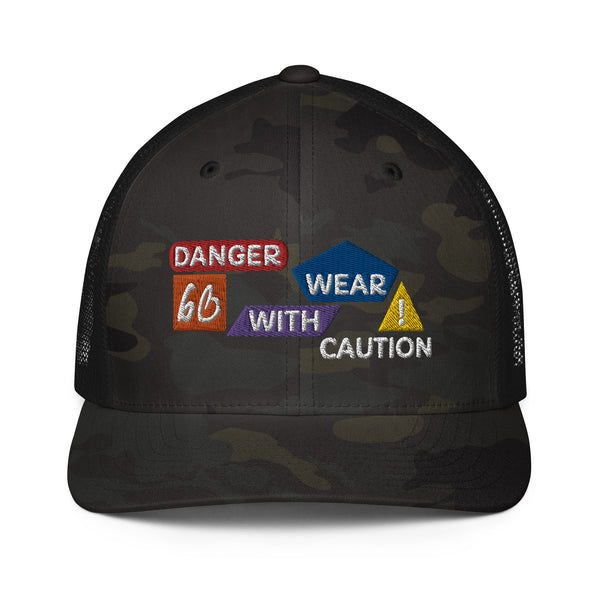Danger Caution Closed-Back Trucker Hat