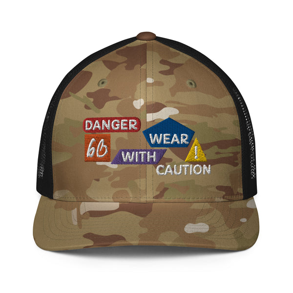 Danger Caution Closed-Back Trucker Hat