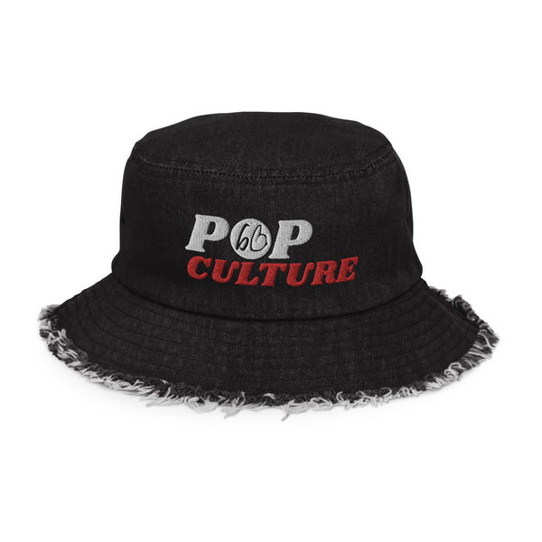 POP CULTURE Distressed Denim Bucket Hat