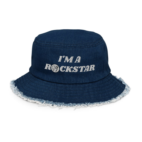 I'M A ROCKSTAR Distressed Denim Bucket Hat