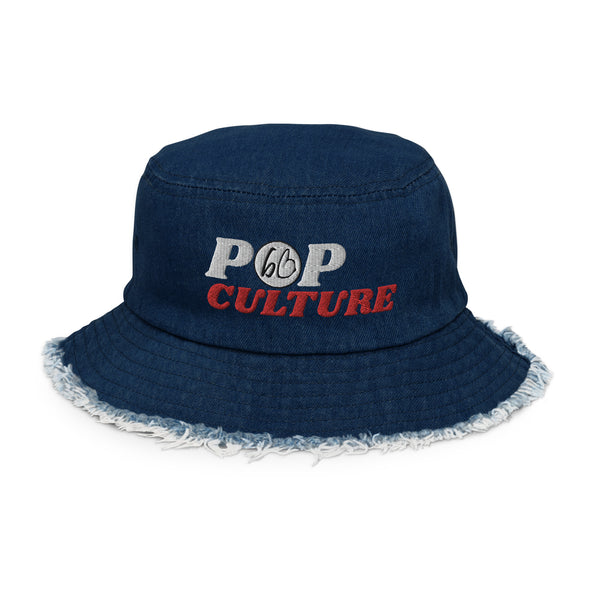 POP CULTURE Distressed Denim Bucket Hat