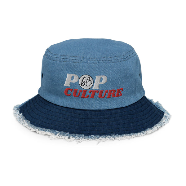 POP CULTURE Distressed Denim Bucket Hat