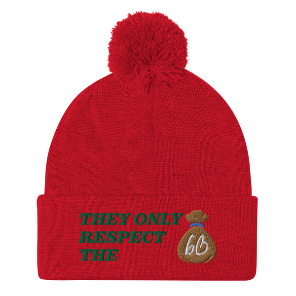 THEY ONLY RESPECT THE BAG Pom-Pom Beanie