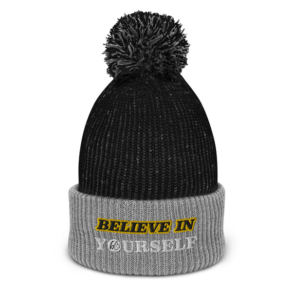 BELIEVE IN YOURSELF Pom-Pom Beanie