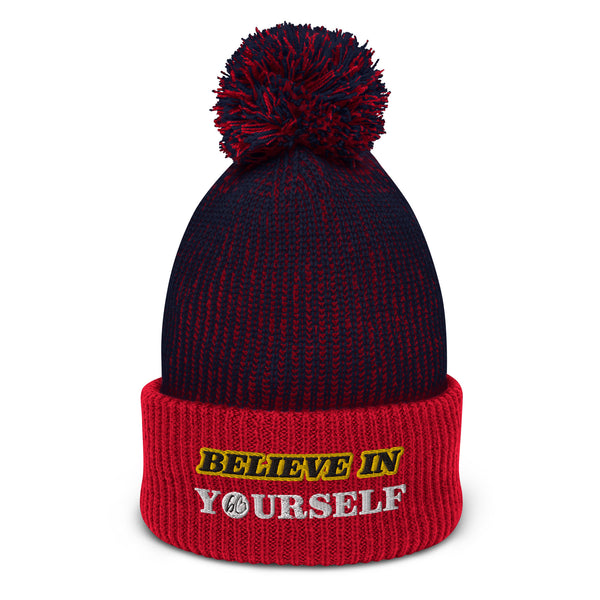 BELIEVE IN YOURSELF Pom-Pom Beanie