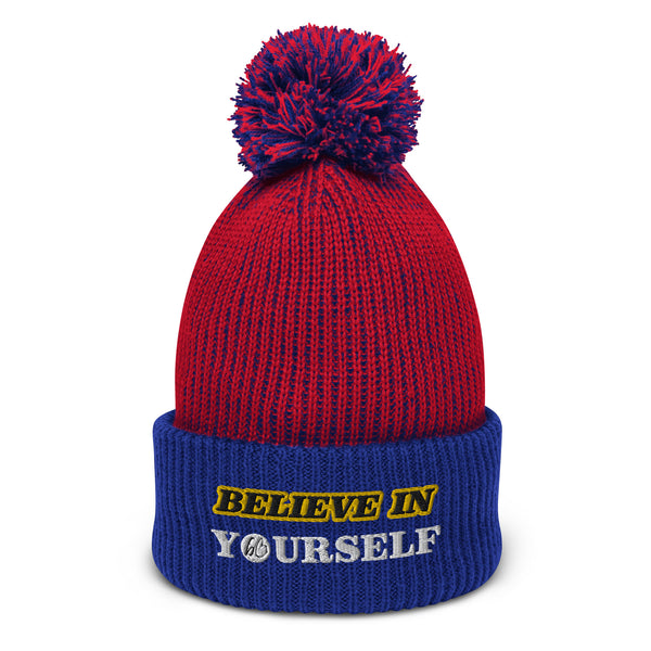 BELIEVE IN YOURSELF Pom-Pom Beanie