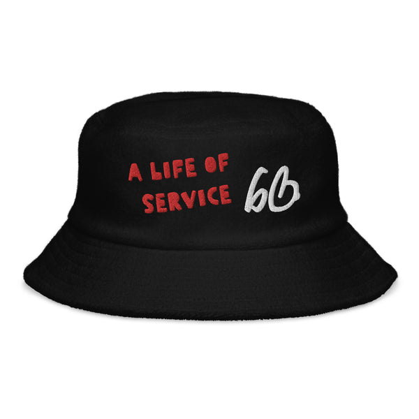 A LIFE OF SERVICE Unstructured Terry Cloth Bucket Hat
