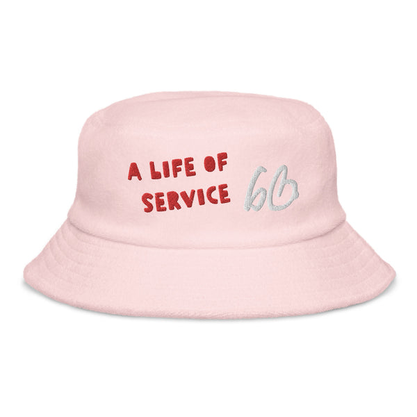 A LIFE OF SERVICE Unstructured Terry Cloth Bucket Hat