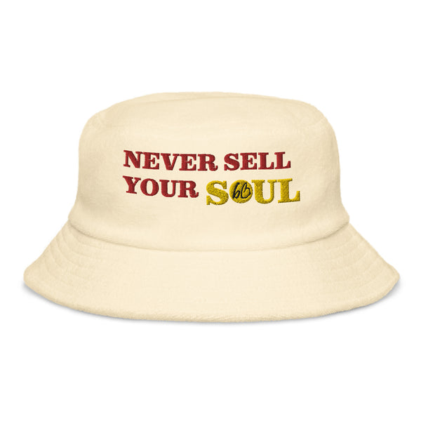 NEVER SELL YOUR SOUL Unstructured Terry Cloth Bucket Hat
