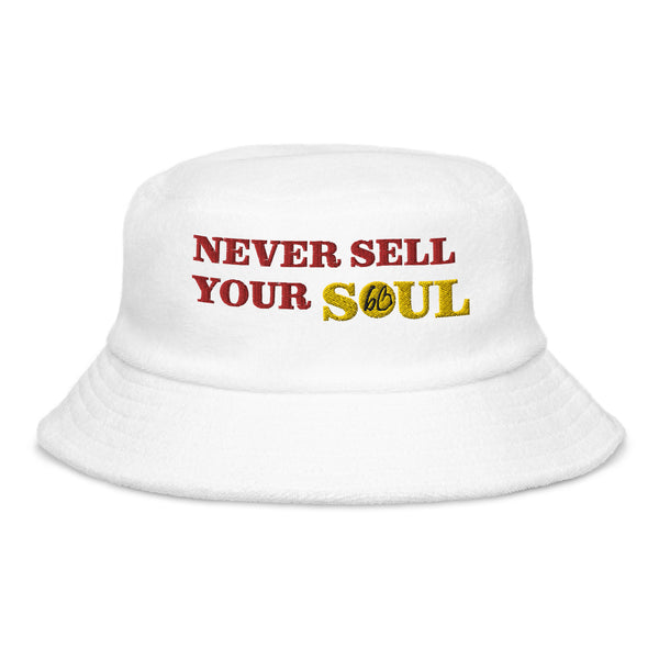 NEVER SELL YOUR SOUL Unstructured Terry Cloth Bucket Hat