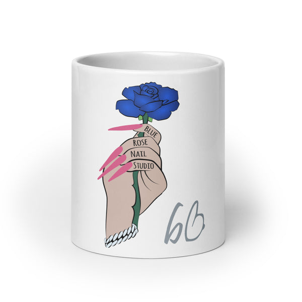 Blue Rose X bb White Glossy Mug