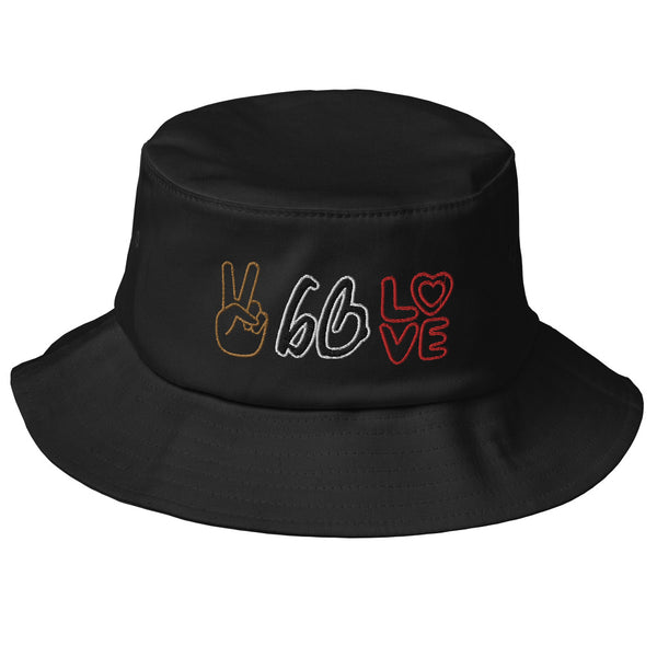 PEACE & LOVE bb Old School Bucket Hat