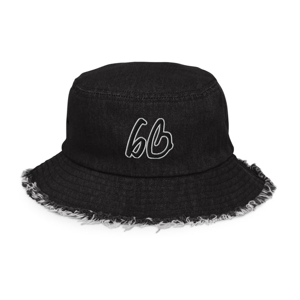 bb Logo Distressed Denim Bucket Hat