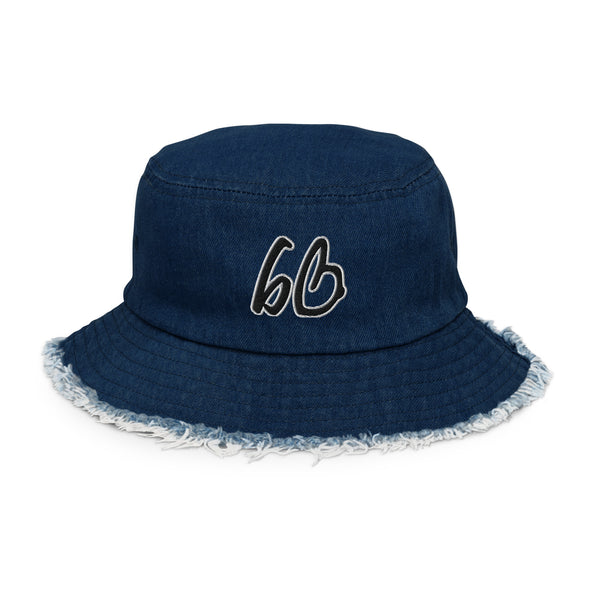 bb Logo Distressed Denim Bucket Hat