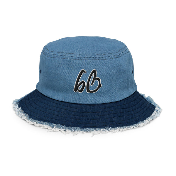 bb Logo Distressed Denim Bucket Hat