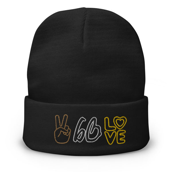 PEACE & LOVE bb Embroidered Beanie