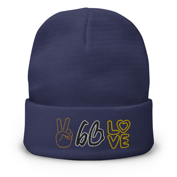 PEACE & LOVE bb Embroidered Beanie