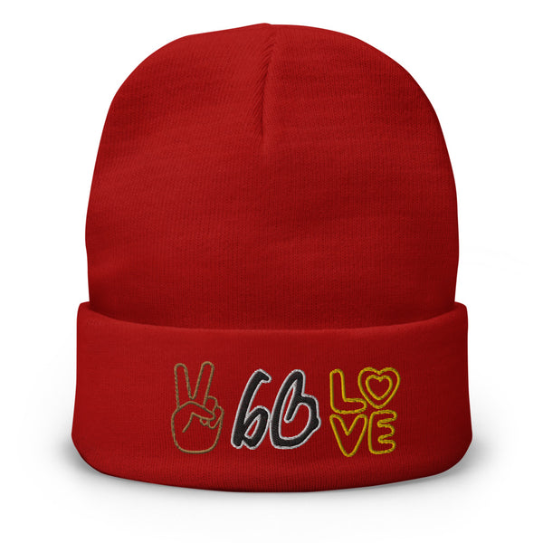 PEACE & LOVE bb Embroidered Beanie