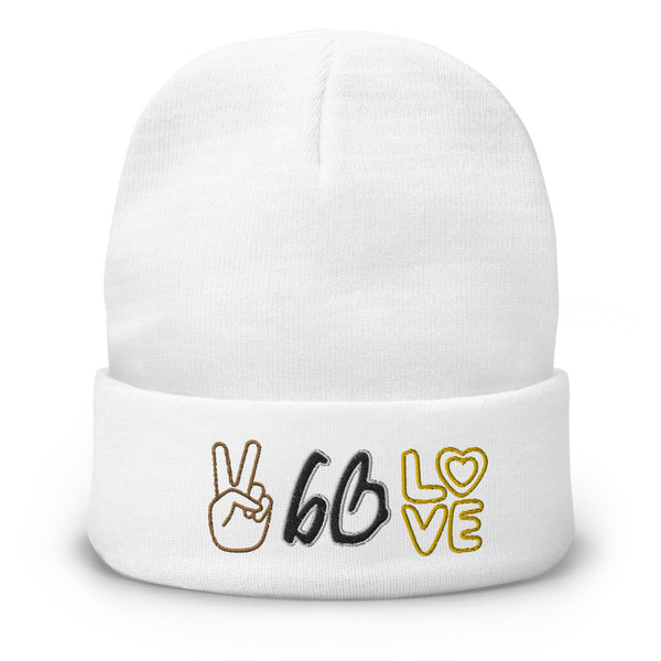 PEACE & LOVE bb Embroidered Beanie