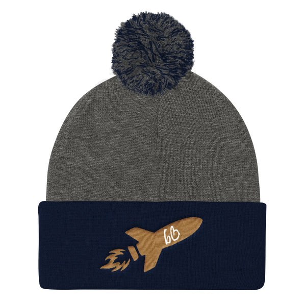 bb Rocket Logo Pom Pom Knit Beanie