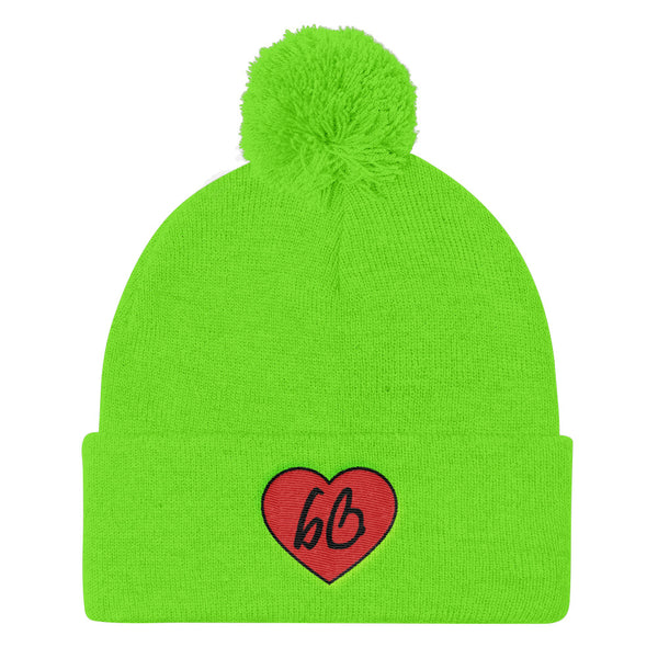 bb Heart Logo Pom Pom Knit Beanie