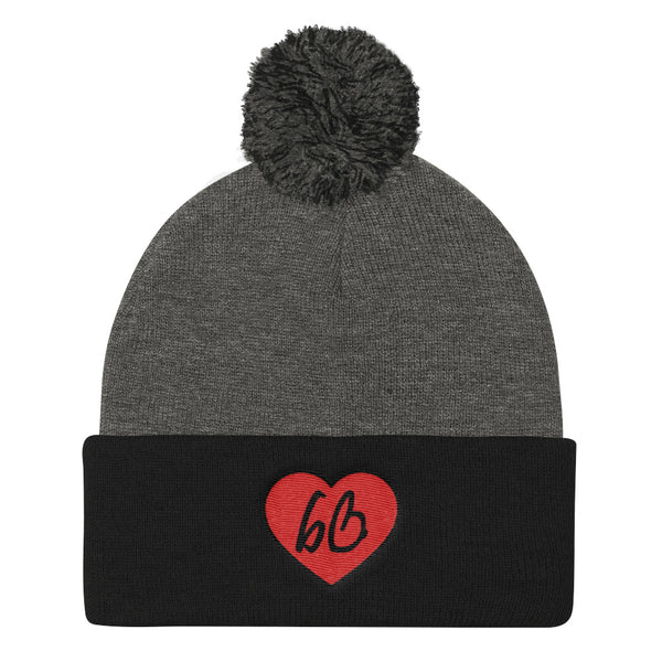 bb Heart Logo Pom Pom Knit Beanie