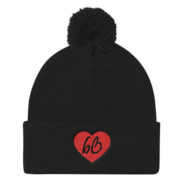 bb Heart Logo Pom Pom Knit Beanie