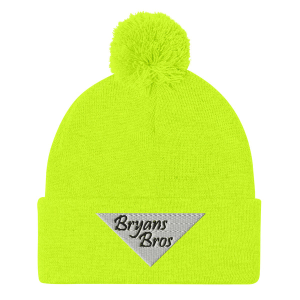 Upside Down Triangle Bryans Bros Logo Pom-Pom Beanie