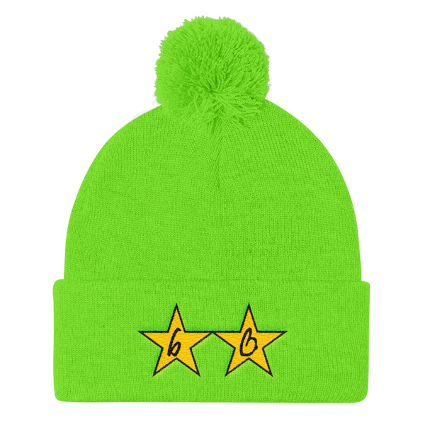 bb Gold Stars Pom Pom Knit Beanie