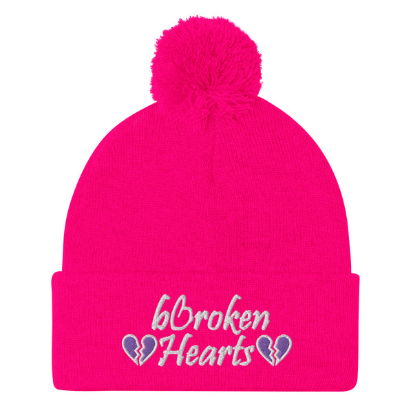Broken Hearts Pom-Pom Beanie