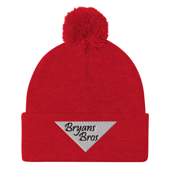 Upside Down Triangle Bryans Bros Logo Pom-Pom Beanie