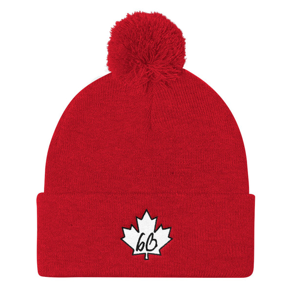 bb Maple Leaf Pom-Pom Knit Beanie