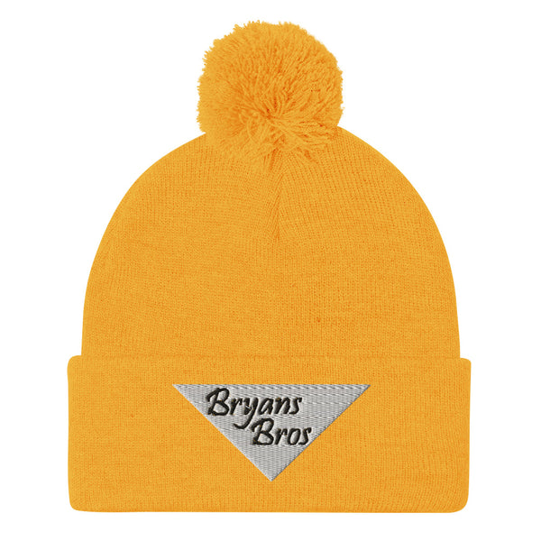 Upside Down Triangle Bryans Bros Logo Pom-Pom Beanie