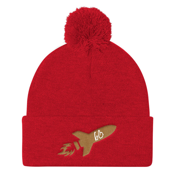 bb Rocket Logo Pom Pom Knit Beanie