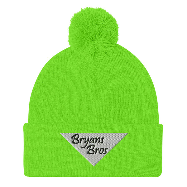 Upside Down Triangle Bryans Bros Logo Pom-Pom Beanie