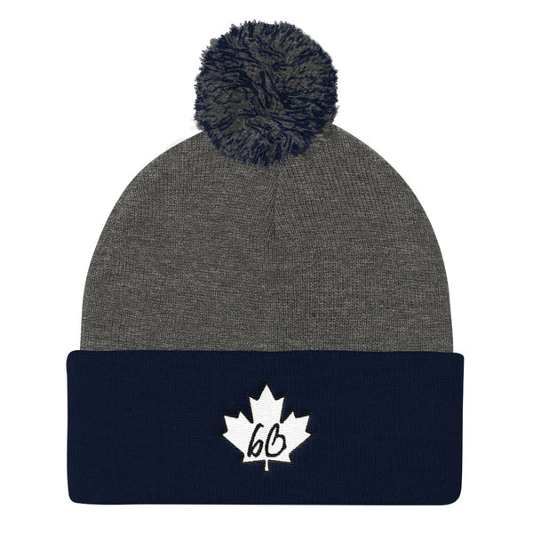 bb Maple Leaf Pom Pom Knit Beanie