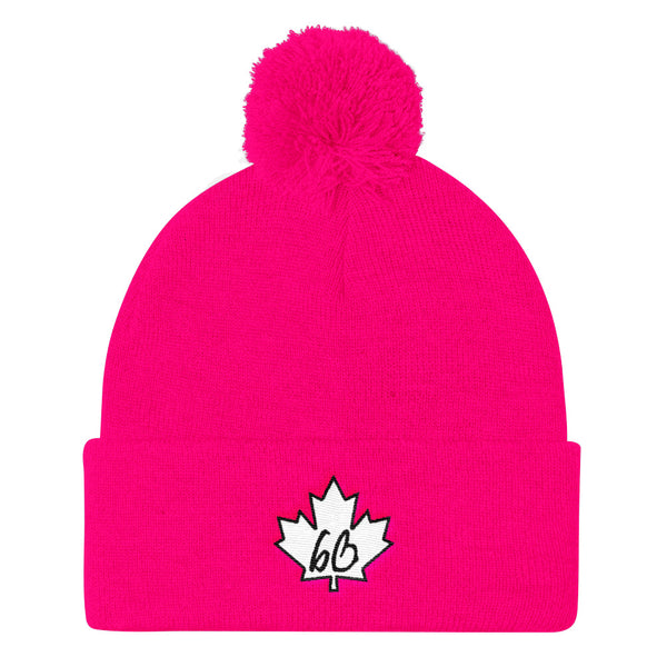 bb Maple Leaf Pom Pom Knit Beanie