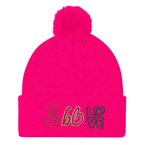 PEACE & LOVE bb Pom-Pom Beanie